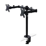 Emuca - Dual monitor stand 13 to 32 inches for table, pc monitor arm up to 8 kg, adjustable height, tilt and swivel 360º, MAX VESA 75x75mm-100x100 mm, black steel
