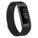 JIAOCHE Stainless Steel Magnet Wrist Strap for FITBIT Charge 4，Small Size: 190x18mm(Black) (Color : Black)