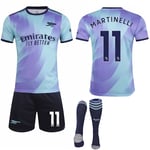 2024-2025 Arsenal Aawy Barn- och Vuxen Fotbollströja Jersey Med Strumpor No.11 MARTINELLI S