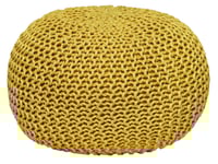 Sittpall pouf set h 37 cm stickning kudde hållbar gul