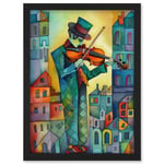 Fiddler On The Roof Folk Art Watercolour Painting Artwork Framed Wall Art Print A4