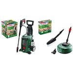 Bosch High Pressure Washer UniversalAquatak 135 & Bosch F016800611 Pressure Washer Home and Car Cleaning Kit (with patio Cleaner, wash Brush and 90 degree nozzle, in Carton Packaging)