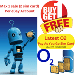 2X O2 Sim Card New Sealed Pay As You Go 02 GREAT PRICE PHONE,TABLET CLASSIC WiFi