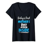 Womens Baby's First Mother's Day On The Inside - Pregnant Mom V-Neck T-Shirt