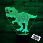 Jalleria - Cadeaux de dinosaure, veilleuse t Rex 3D 16 couleurs changeantes lampe de chevet pour enfants avec télécommande, cadeaux d'anniversaire