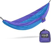 ENO Singlenest Hammock Purple Teal Soft Breathable Fabric 70 Denier High Tenacity Nylon Taffeta Heavy Duty Triple Stitched Fast Dry Compression Stuffsack Aluminium Wiregate Carabiners Weight 454 g