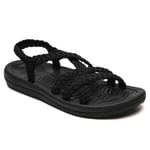Women's Comfortable Flat Walking Sandals with Arch Support Waterproof for Walking/Hiking/Travel/Wedding/Water Spot/Beach.ZDKDEU01-W6-7 Black
