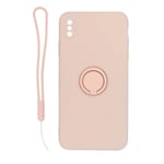 iPhone X/XS Silikonskal med Ringhållare och Handrem - Rosa Rosa
