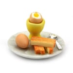 MyTinyWorld Dolls House Miniature Boiled Egg With Top off in Yellow Egg Cup