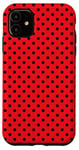 Coque pour iPhone 11 Petit motif géométrique des années 1980 rouge et noir