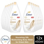 Dove Body Wash Silk Glow Sulfate-free Moisturising for Silky Soft Skin, 12x450ml