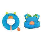 Trunki Kid's Travel Neck Pillow and Chin Rest | Support Sleepy Heads in the Car Seat, Plane, Bike or Pram (Blue) & ToddlePak - Fuss Free Baby Walking Reins and Toddler Safety Harness (Blue)