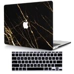ACJYX Compatible with MacBook Air 13 inch Case 2020 2019 2018 Release A2337 M1 A2179 A1932 Retina Display with Touch ID, Protective Plastic Hard Shell Case & Keyboard Skin, Black Gold Marble 1