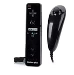 Télécommande Wiimote Plus (Motion Plus Intégré) + Nunchuk Pour Nintendo Wii Et Wii U Avec Etui De Protection En Silicone Hobbytech Noir