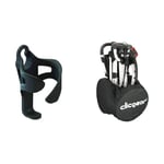Clicgear Golf Trolley Cup Holder XL, Black + Clicgear Longridge CGWC01 Clicgear Golf Trolley Wheel Covers, Black, Large