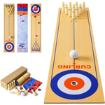 3 in 1 Table Top Shuffleboard Pucks Bowling Ball Games 8 Rollers Multicolor