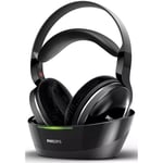 Philips SHD8850/79 Wireless Over-Ear High Res Cordless Indoor Headphones - Black Optical Input - Wireless 40mm Drivers / Open-back-Over-ear-Breathable Ear Cushions - Up to 20 Hours Battery Life