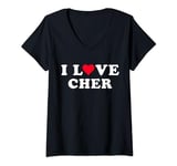 Womens I Love Cher Matching Girlfriend & Boyfriend Cher Name V-Neck T-Shirt