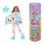 Barbie Barbie Cutie Reveal Poupée et accessoires avec costume dalmatien multicolore en peluche et 10 surprises, dont le changement de couleur, série Rêve Coloré, HRK41