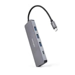 NANOCABLE 10.16.4409 - Hub convertisseur USB-C vers 3 Ports USB-A 3.0 Femelle + 1 Port USB-C Femelle, Aluminium, 10 cm, Gris