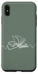 iPhone XS Max Minimal Book Line Art For Bookworm On Sage Green Case