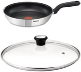 Tefal Comfort Max Stainless Steel 30 cm Non-Stick Frying Pan with Compatible Glass Lid Bundle