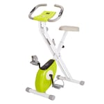 Exercise Bike Fitness Bicycle Foldable Indoor Trainer - 8 Magnetic Resistance Levels Pulse Sensor, Phone Holder, 100kg Max Weight- LCD Display (Green)