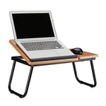 Relaxdays 10021563 Table Support Inclinable Ordinateur Portable, Bois MDF, pour Lit, Réglable HLP 23,5 x 56,3 x 31,6 cm, Nature, métal