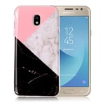 Samsung Galaxy J3 (2017) EU Version mobilskal silikon marmor - Svart vit och rosa Flerfärgad