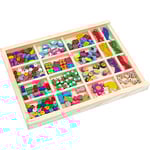Small Foot 2465 Boite à enfiler Viviane en bois, jeu à enfiler pour bracelets d'amitié, dès 3 ans