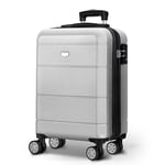 LUGG Jetset Lot de 3 valises de voyage à coque rigide, 50,8 cm, 63,5 cm, solides et légères avec serrure TSA, roues lisses à 360°, poches intérieures – Approuvé par les compagnies aériennes, Argenté.,
