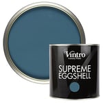 Vintro Paint | Blue Eggshell Paint | for Walls | Wood | Trim | Satin Furniture Paint | Interior & Exterior Use. (2.5 Litres, French Navy - Blue)