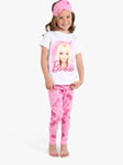 Brand Threads Kids' Barbie Print Pyjama Set, Pink