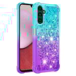 SKALO Samsung A14 5G Kvicksand Glitter Hjärtan TPU-skal - Turkos multifärg