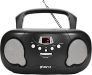 groov e Orginal Boombox - Portable CD Player with Radio, 3.5mm Aux Port, & Head