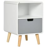 Rootz Sängbord - Nattduksbord - Skandinavisk Design - Stor låda - Vattentät färg - Vit - 40 x 38 x 58 cm