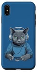 Coque pour iPhone XS Max Casque D'écoute Musicien Chat Bleu Russe Chat Gamer Chats