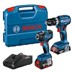 Bosch Professional Combo-Kit GDR 18V-200 + GSB 18V-45 (avec 1 batterie 2,0 Ah, 1 batterie 4,0 Ah, chargeur GAL 18V-40, dans L-Case) - Set Amazon Exclusive