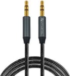 4smarts SoundCord stereoljudkabel - 3,5 mm jackplugg till 3,5 mm jackplugg textilflätad ljudkabel 1m för hörlurar, högtalare, bilstereosystem, smartph
