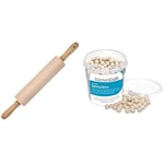 T&G Rolling Pin with Revolving Centre in FSC Certified Beech, 41 x 5.6 cm & KitchenCraft Ceramic Baking Beans for Pastry, 500 g (1 lb)