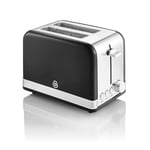 Swan 2 Slice Retro Toaster, Stainless Steel, 6 Electronic Browning Control-Black