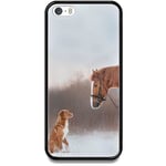 Apple Iphone 5 / 5s Se Svart Mobilskal Med Glas Häst & Hund