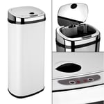 50L White Kitchen Bin Automatic Sensor Bin Waste Dustbin Home Office Chrome Lid