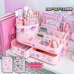 Kawaii Sanrio Kuromi Roterande Låda Pennhållare Förvaringslåda Organizer Stor Kapacitet Skrivbord Söt Multifunktionell Förvaringsställ Skrivbordsorganisatörer pink send stickers