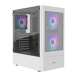 GAMDIAS TALOS E3 Mesh WH Boîtier PC de Jeu, Tour Moyenne ATX avec Panneau latéral en Verre trempé et Un Filtre à poussière magnétique et 3 Ventilateurs ARGB intégrés de 120 mm, Installation sans