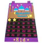 Advent Calendar 2021 Ramadan Decorations, Ramadan Calendar 30 Days Eid Mubarak Hanging Felt Countdown Calendar for Kids Eid Gifts Ramadan Decorations, Purple