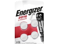 Knapcelle batterier Energizer Lithium CR2016, 3V, pakke a 4 stk.