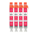 4 Magenta Printer Ink Cartridges to replace Canon CLI-581M (581XLM) Compatible