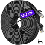 Cat 6 Ethernet Cable 30m, Long Internet Cable Flat Gigabit Network Cable 30 Met