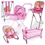Babydocka Barnvagn Matstol Gungstol Gunga för Dockor Barnvagn Leksak swing